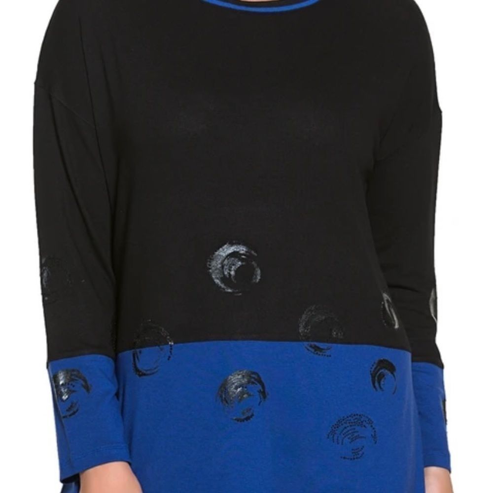 Tops & Plus Black & Blue nights tunic queen size 3X, 4X, 5X